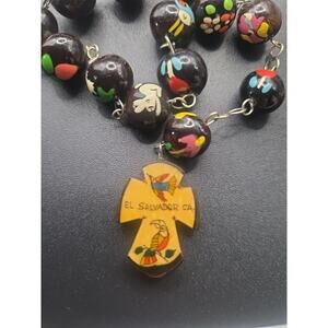 Hand Painted Rosary El Salvador Christian Spiritulaity